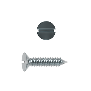 Self Tapping Screw, Countersunk Head Slotted, ISO 1482-C/DIN 7972-C, AB Point, Steel, Zinc Plated